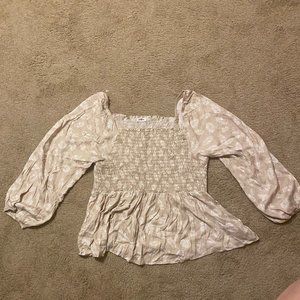 Tan Palm Leaf Blouse
